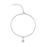 Bransoletka na kostkę z zawieszką gwiazdka, srebro pokryte ceramiką